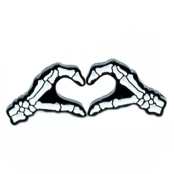 💀 Skeleton Heart Hands Pin Set - Picture 1 of 5